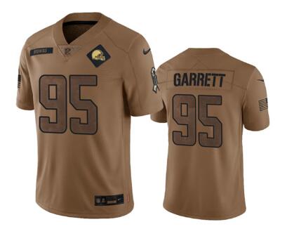 Men's Cleveland Browns #95 Myles Garrett 2023 Brown Salute To Service Limited Football Stitched Jersey