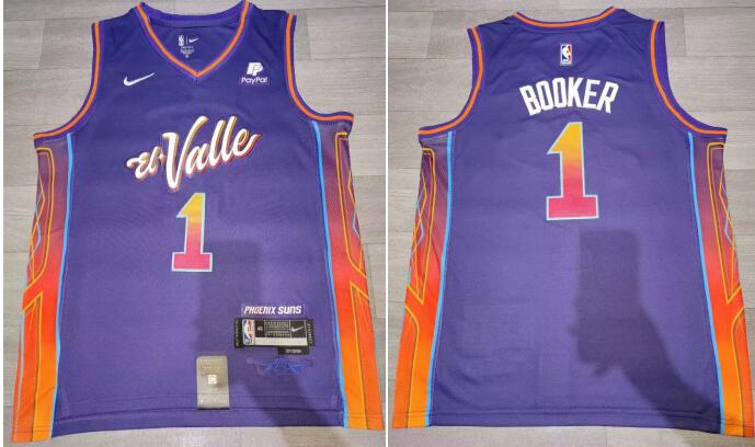 Men's Nike Devin Booker Purple Phoenix Suns 2023/24 stitched jersey