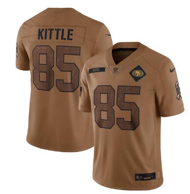 Men's San Francisco 49ers #85 George Kittle 2023 Brown Salute To Service Limited Football Stitched Jersey