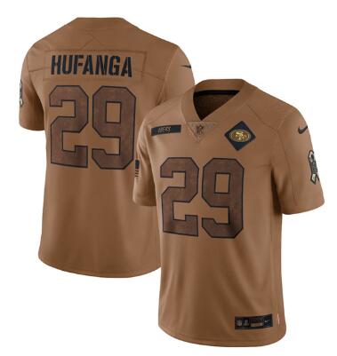 Men's San Francisco 49ers #29 Talanoa Hufanga 2023 Brown Salute To Service Limited Football Stitched Jersey