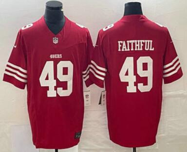 Men's San Francisco 49ers #49 Faithful Red 2023 FUSE Vapor Limited Stitched Jersey