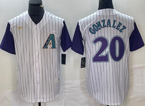 Men's Arizona Diamondback #20 Luis Gonzalez White stitched Jersey