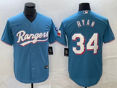 Men's Texas Rangers #34 Nolan Ryan Blue Cool Base Stitched Baseball Jersey