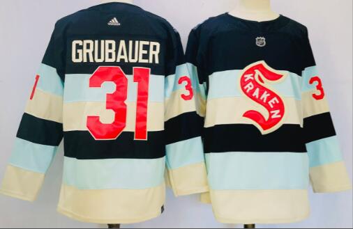 Men's Seattle Kraken Philipp Grubauer Fanatics Branded Deep Sea Blue 2024 NHL Winter Classic Breakaway Player Jersey