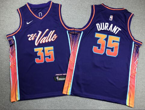Kid's Nike Kevin Durant 35 Purple Phoenix Suns 2023/24 stitched jersey