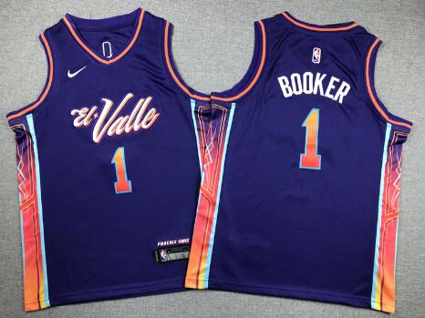 Kids Nike Devin Booker Purple Phoenix Suns 2023/24 stitched jersey