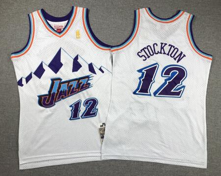 youth Utah Jazz #12 John Stockton white stitched jersey