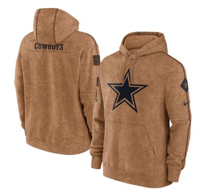 Men's Dallas Cowboys 2023 Brown Salute to Service Pullover Hoodie