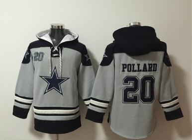 Men's Dallas Cowboys #20 Tony Pollard Gray Ageless Must-Have Lace-Up Pullover Hoodie