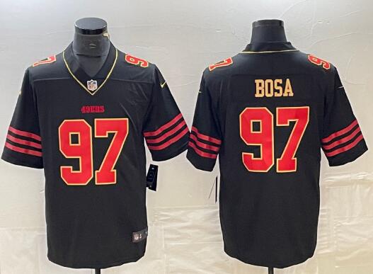 Men's San Francisco 49ers #97 Nick Bosa White Gold Fashion Vapor Limited Stitched Jersey