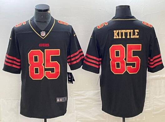 Men's San Francisco 49ers #85 George Kittle black Gold Fashion Vapor Limited Stitched Jersey