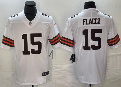 Men's Cleveland Browns 15 Joe Flacco Nike  stitched  Jersey - White