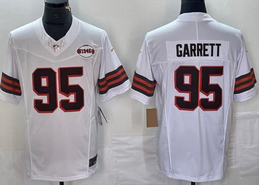 Men's Cleveland Browns #95 Myles Garrett White  1946 Stitched NFL Nike  Jersey