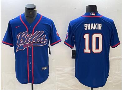 Men's Buffalo Bills #10 Khalil Shakir With Patch Cool Base Stitched Baseball Jersey