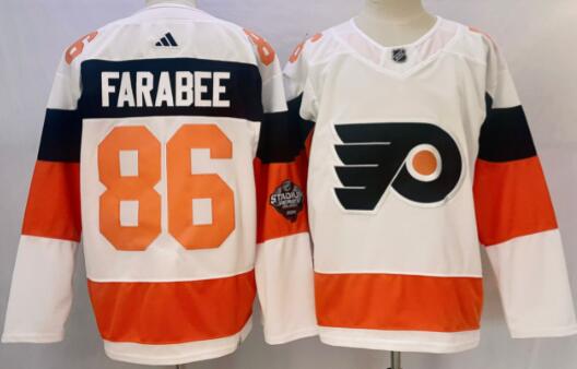 Men's Philadelphia Flyers Joel Farabee 86 adidas White 2024 NHL Stadium Series Primegreen  Player Jersey