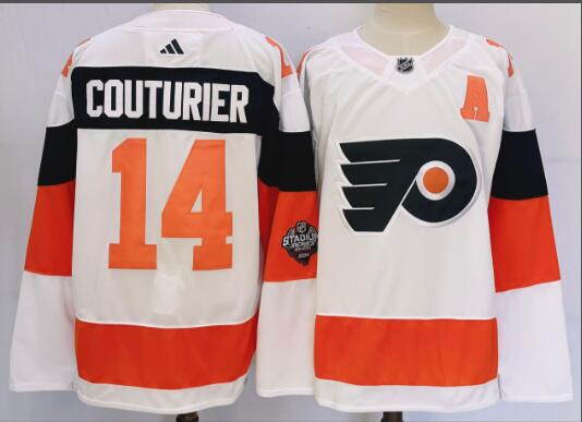 Men's Philadelphia Flyers Sean Couturier adidas White 2024 NHL Stadium Series Primegreen  Player Jersey