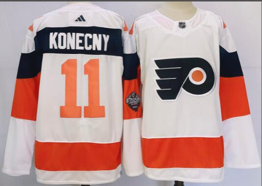 Men's Philadelphia Flyers Travis Konecny  adidas White 2024 NHL Stadium Series Primegreen  Player Jersey