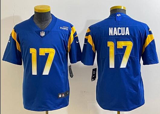 youth  Los Angeles Rams #17 Puka Nacua Blue Vapor Untouchable Limited Football Stitched Jersey