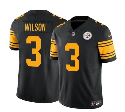 Men's Pittsburgh Steelers #3 Russell Wilson Black 2024 F.U.S.E.Color Rush Limited Football Stitched Jersey