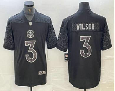 Men's Pittsburgh Steelers #3 Russell Wilson Black Reflective Limited Stitched Football Jersey