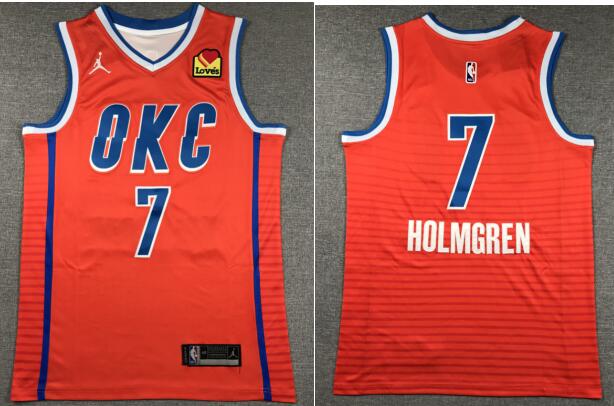 Men's Fanatics Branded Chet Holmgren Orange Oklahoma City Thunder Stitched Jersey