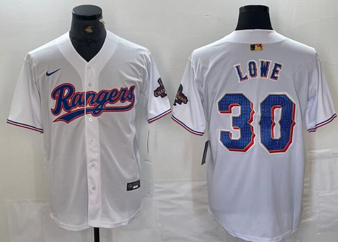 Men's Texas Rangers Nathaniel Lowe Nike White 2024 Gold Collection Limited Player Jersey