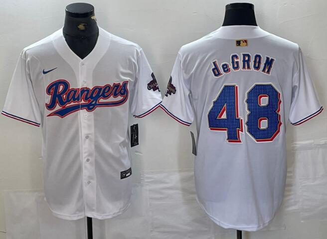 Men's Texas Rangers Jacob deGrom Nike White 2024 Gold Collection Limited Player Jersey