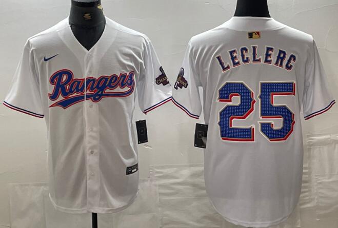 Men's Texas Rangers Jose Leclerc Nike White 2024 Gold Collection Limited Player Jersey
