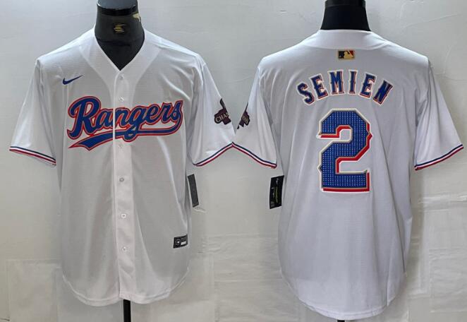 Men's Texas Rangers Marcus Semien Nike White 2024 Gold Collection Limited Player Jersey