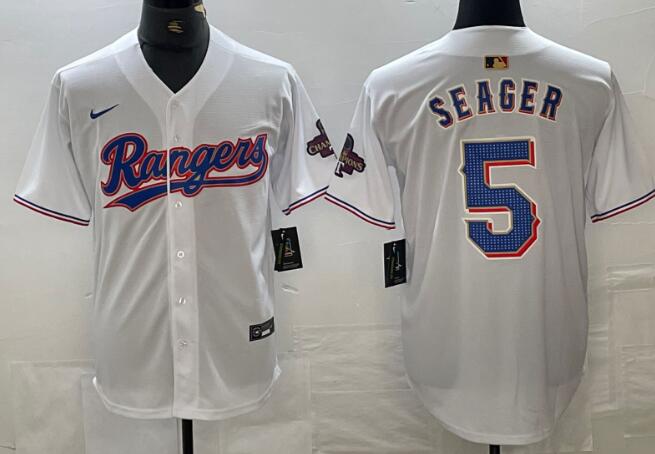 Men's Texas Rangers Corey Seager Nike White 2024 Gold Collection Limited Player Jersey