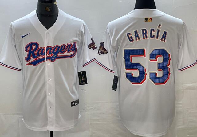 Men's Texas Rangers Adolis Garcia Nike White 2024 Gold Collection Limited Player Jersey