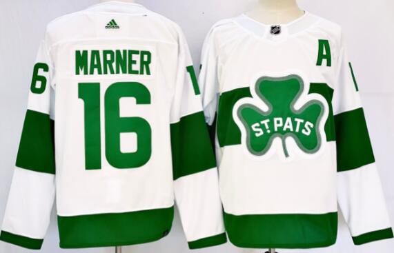 Men's Toronto Maple Leafs #16 Mitch Marner White St Patricks Authentic Jersey