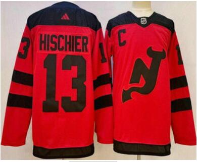 Men's New Jersey Devils #13 Nico Hischier Red 2024 Stadium Series Authentic Jersey