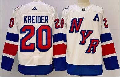 Men's New York Rangers #20 Chris Kreider White 2023-2024 Stadium Series Stitched Jersey