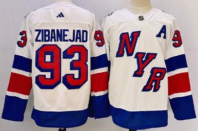 Men's New York Rangers #93 Mika Zibanejad White 2024 Stadium Series Stitched Jersey