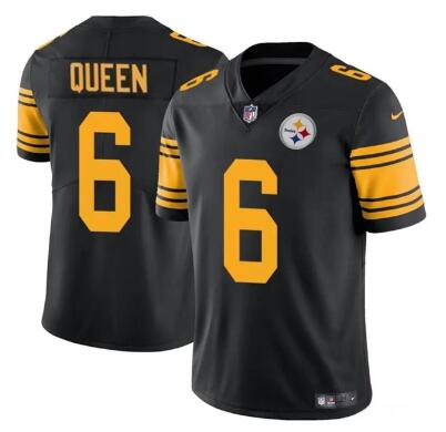 Men's Pittsburgh Steelers #6 Patrick Queen Black Color Rush Vapor Untouchable Limited Football Stitched Jersey