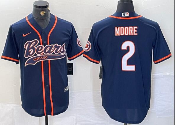 Men's Chicago Bears #2 D.J. Moore  baseball jersey