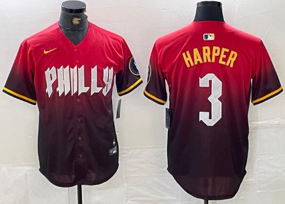 Men's Philadelphia Phillies #3 Bryce Harper  2024   Stitched Jersey
