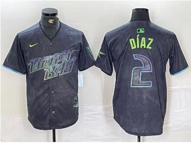 Men's Tampa Bay Rays #2 Yandy Diaz Charcoal 2024 City Connect Limited Stitched Jersey