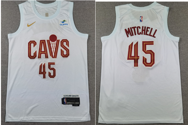 Men's Cleveland Cavaliers #45 Donovan Mitchell White Association Edition Stitched Jersey