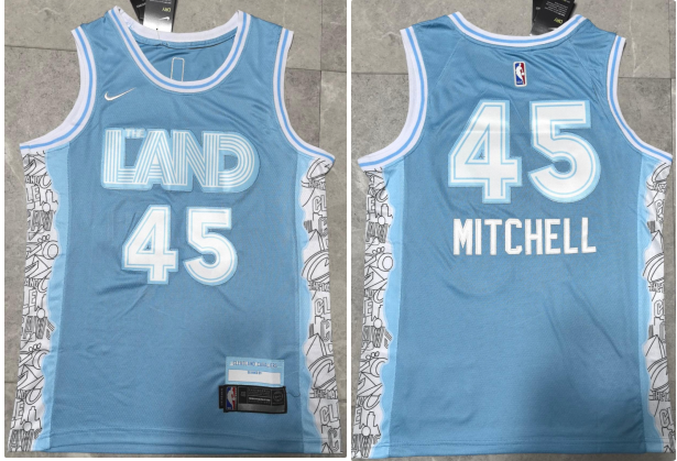 Men's Cleveland Cavaliers #45 Donovan Mitchell Light Blue 2024 City Edition Stitched Jersey