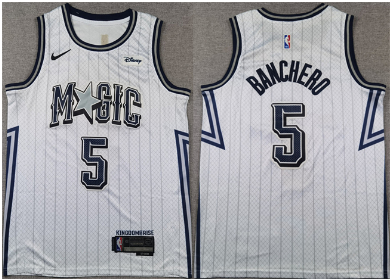 Men's Orlando Magic #5 Paolo Banchero Silver 2024-25 City Edition Stitched Basketball Jersey