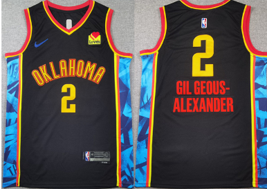 Men's Oklahoma City Thunder #2 Shai Gilgeous-Alexander Black 2024-25 City Edition Stitched Basketball Jersey