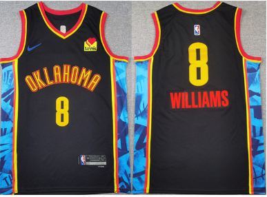 Men's Oklahoma City Thunder #8 Jalen Williams Black 2024-25 City Edition Stitched Basketball Jersey