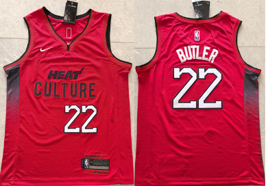 Men's Miami Heat #22 Jimmy Butler Red 2024 City Edition Stitched Basketball Jersey