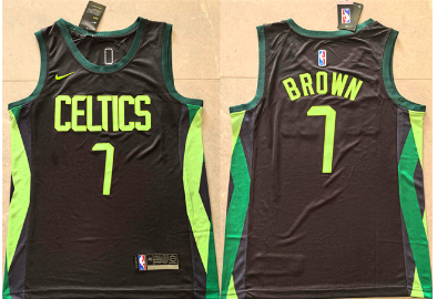 Men's Boston Celtics #7 Jaylen Brown Black 2024-25 City Edition Stitched Basketball Jersey