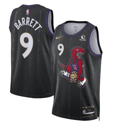 Men's Toronto Raptors #9 RJ Barrett Black 2024-25 City Edition Stitched Basketball Jersey