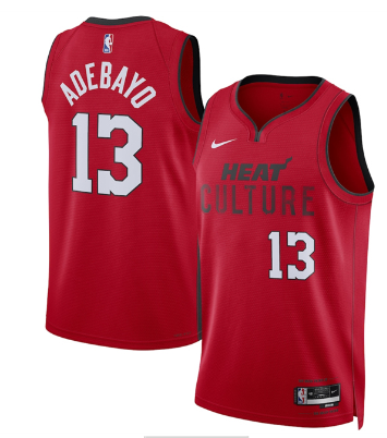 Men's Miami Heat #13 Bam Adebayo Red 2024-25 City Edition Stitched Basketball Jersey