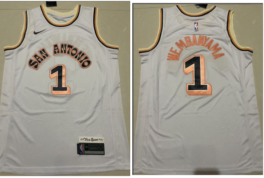 Men's San Antonio Spurs #1 Victor Wembanyama Light Blue 2024-25 City Edition Stitched Basketball Jersey