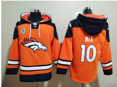 Men's Denver Broncos #10 Bo Nix Orange Ageless Must-Have Lace-Up Pullover Hoodie